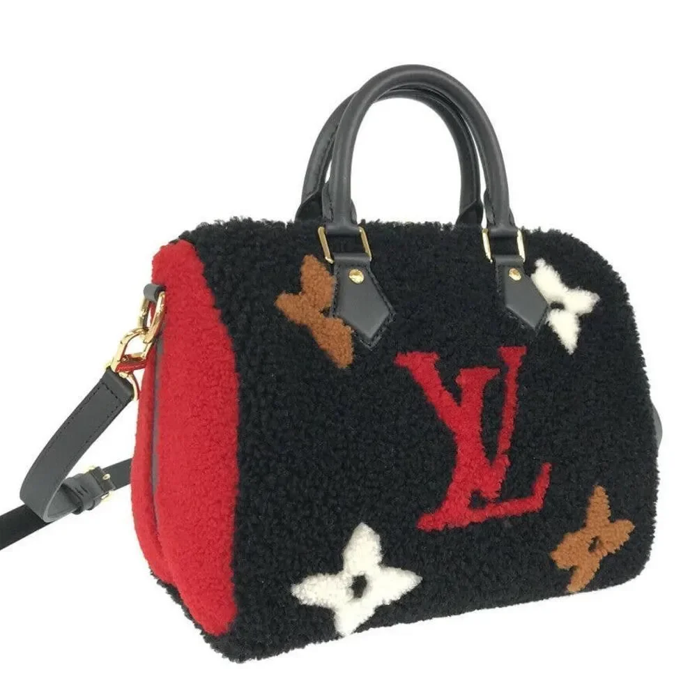 Louis Vuitton Teddy Speedy 25 red/black Monogram Shearling Bandouliere LV Bag - Picture 16 of 16